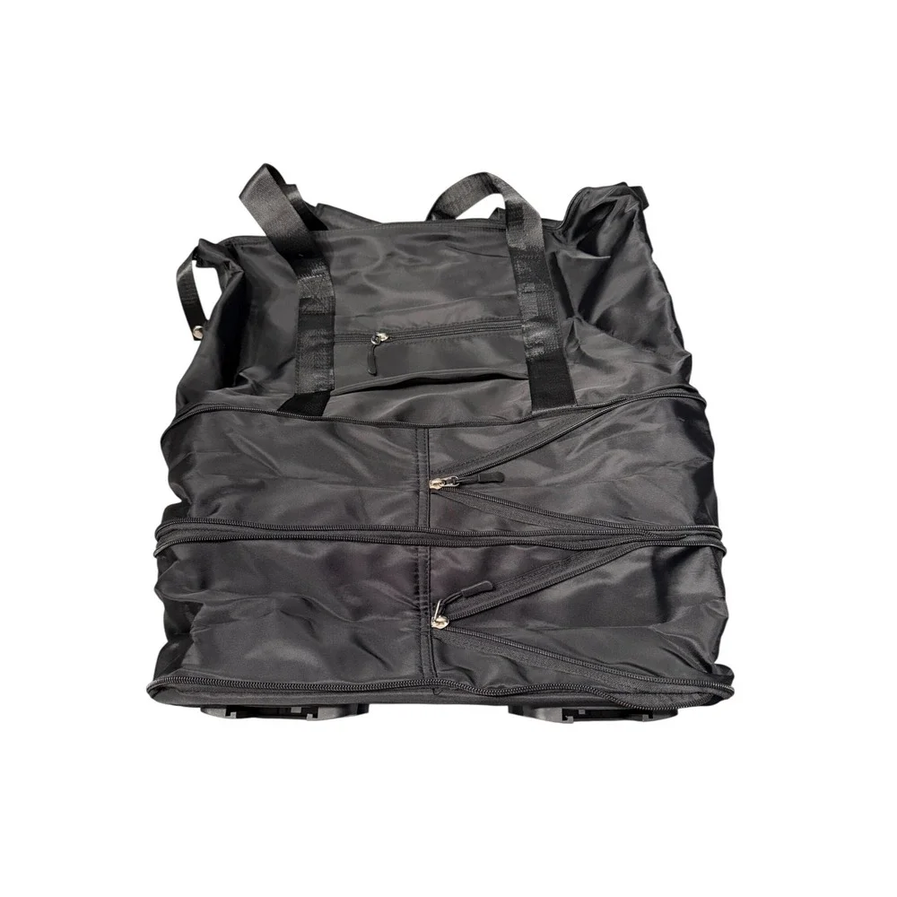 Quilivik Expandable Rolling Duffel Bag Black Detachable Spinner Wheels 55L NIB